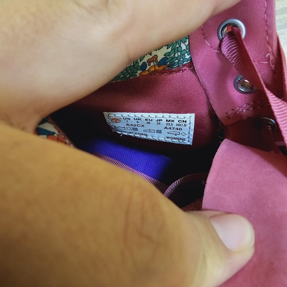 TIMBERLAND,LIBERTY OF LONDON 6 INCH PREMIUM WATERPROOF,MEDIUM PINK NUBUCK Size 7 - Picture 10 of 15